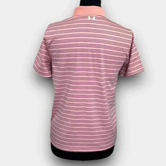 UNDER ARMOUR Performance Polo Stripe youth large peach/blue/white - Picture 4 of 10